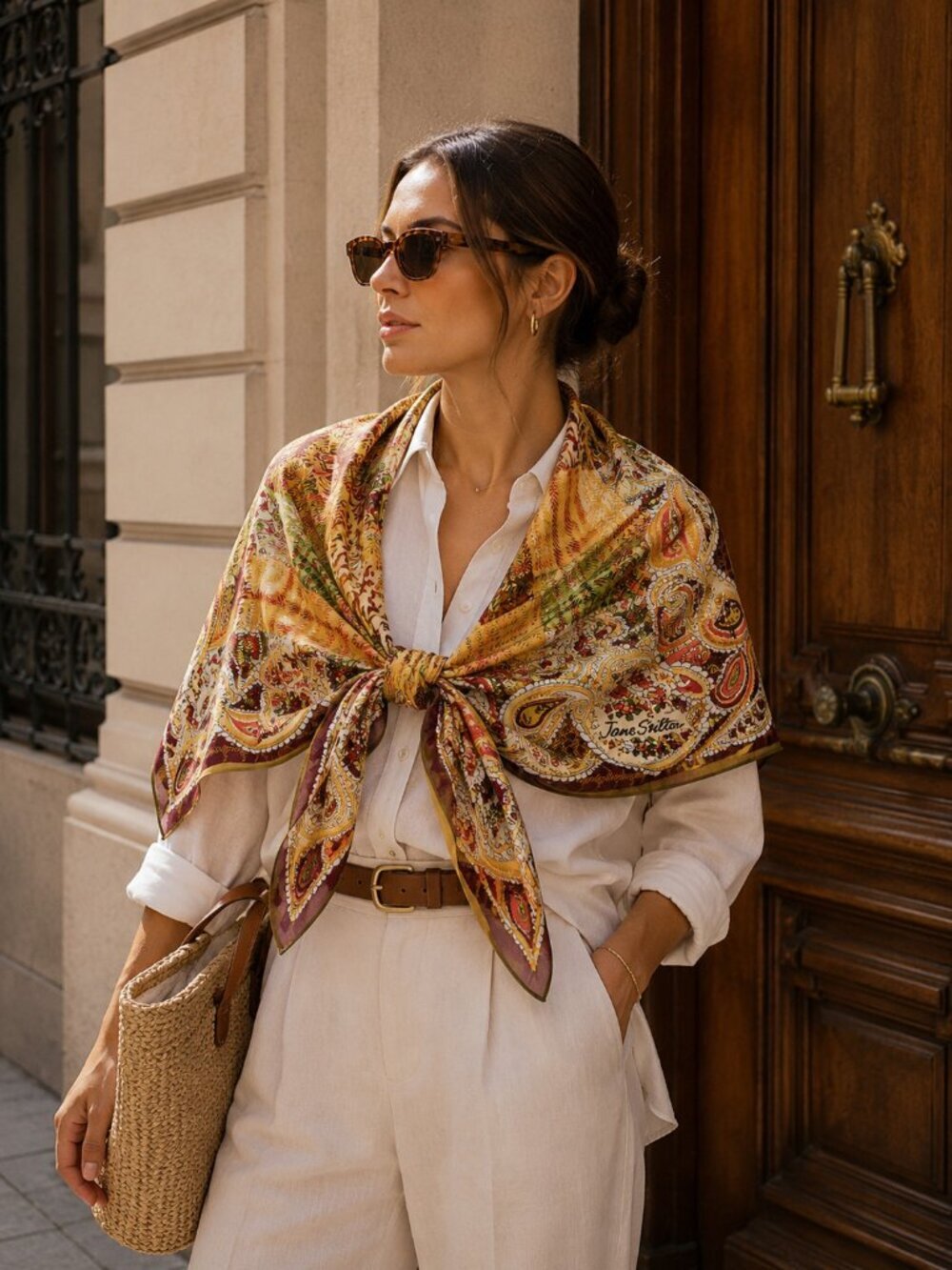 Jane Shilton Pure Silk Paisley Patchwork Square Scarf Shawl Wrap 34x33